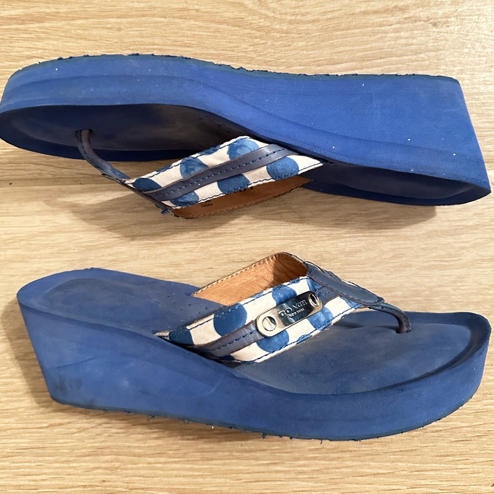 Vintage blue platform coach flip flops!